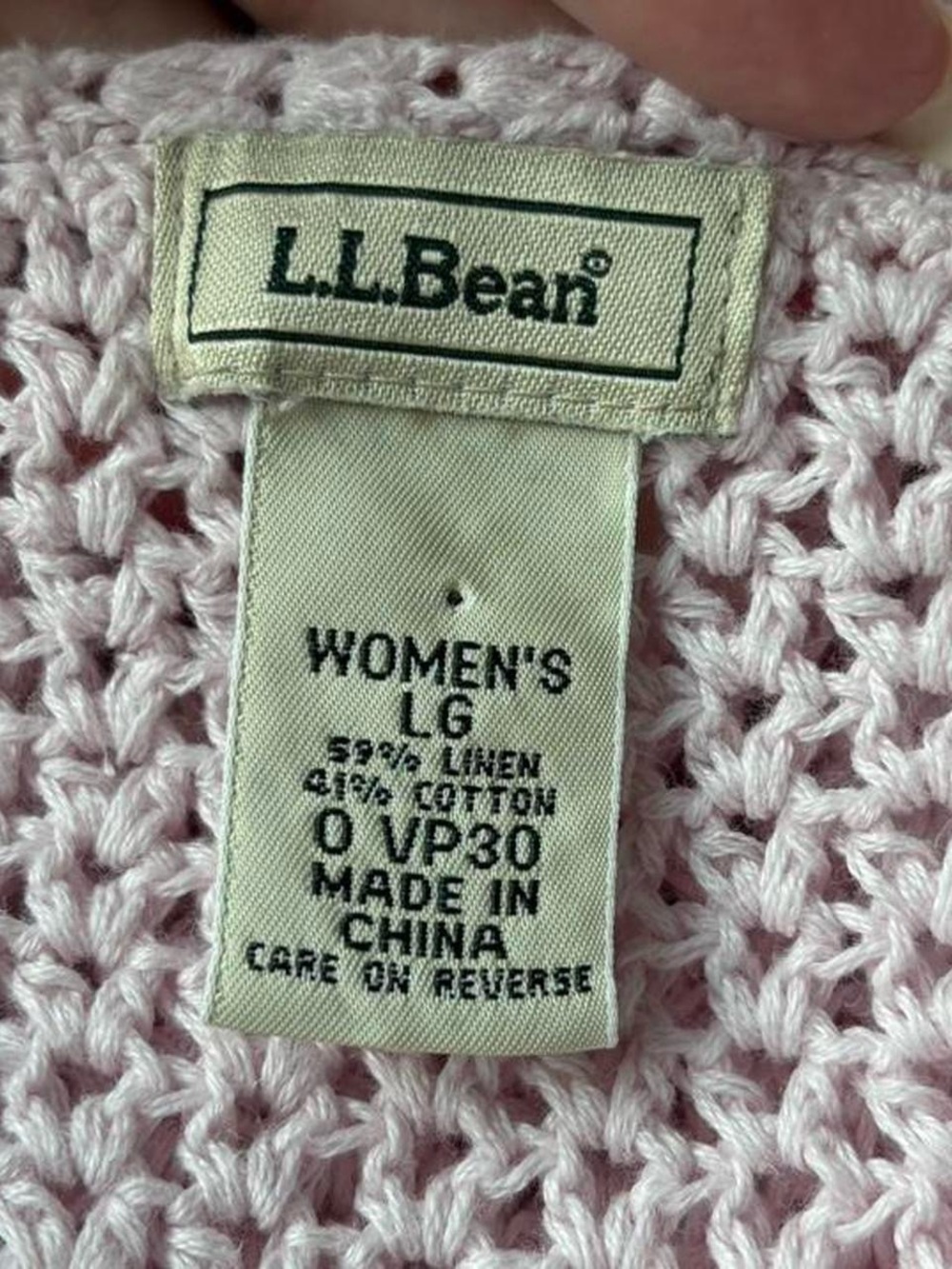 Vintage LL Bean Linen & Cotton Light Pink Knit Sweater Vest Shell Buttons Size L - Picture 5 of 5